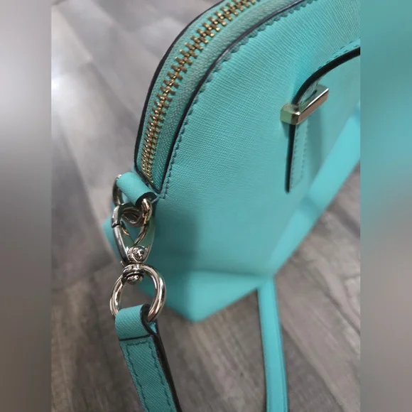 Kate Spade Mint Turquoise Bowler Satchel Crossbody Bag Y2K Classy Aqua Designer - Picture 10 of 13
